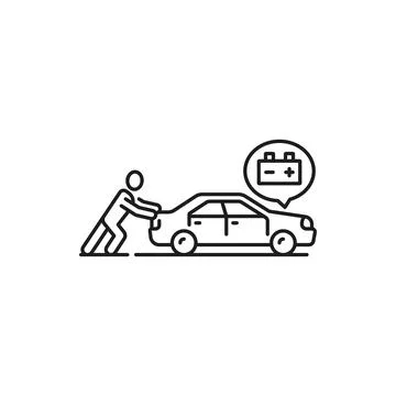 Car breakdown or battery failure thin line icon Stock Illustration