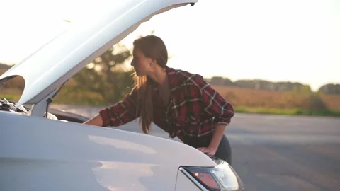 Car breakdown on road. Stock Footage 162120935