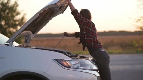 Car breakdown on road. Video stock 164255816