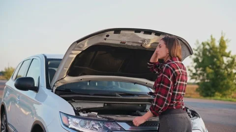 Car breakdown on road. Stock Footage 164675005