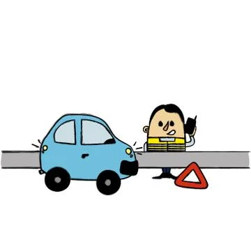 Car breakdown on the road Stock Illustration