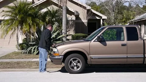 Car breakdown with smoke 1 Stock Footage 10764261