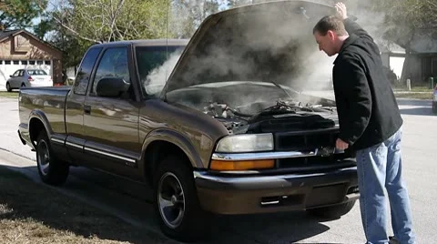 Car breakdown with smoke 2 Stock Footage 10764332