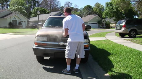 Car breakdown with smoke 4 Stock Footage 36031949