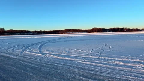 Car breakdown on winter snow lake with open hood engine trouble view Stock Footage 329211074