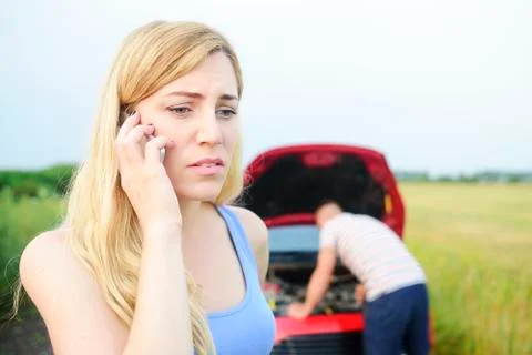 Car breaking down Stock Photos