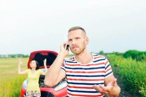 Car breaking down Stock Photos