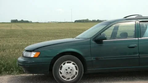 Car Breaks Down with Smoke Under Hood Stock Footage 12575621