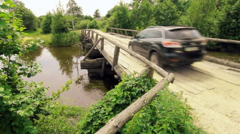 Car on the Bridge Stock Footage 39493293