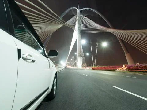 Car on bridge 스톡 사진