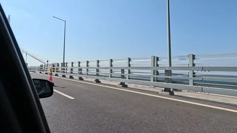 Car Bridge On Road Background Stock Footage 260380275