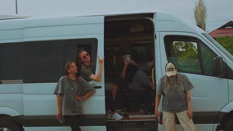 A car broke down, a breakdown of a car with tourists Stock Footage 299401571