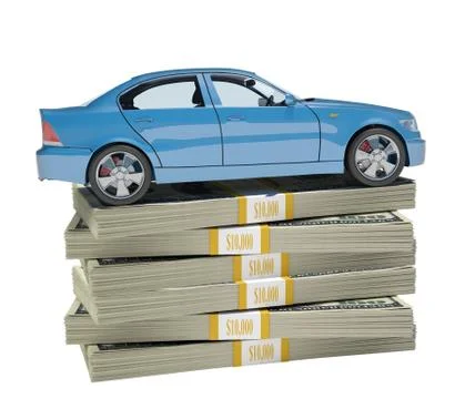 Car on bundle of money Stock Illustration