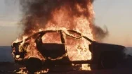 Car Burning During Sunset Stock Footage