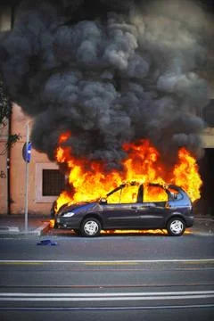 Car Burning Explosion Stock Photos