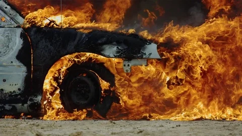 Car Burning Slow Motion2 Stock Footage 71317922