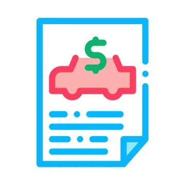 Car Buy Document Icon Vector Outline Illustration 库存插图