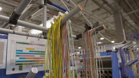 Car cable manufacturing plant, cable closeup Stock Footage 123518601