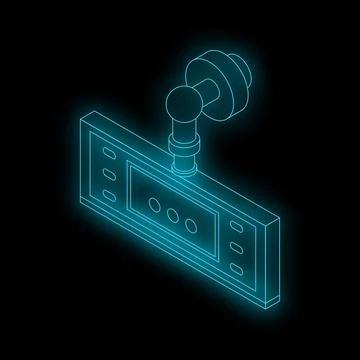 Car camera dvr showing isometric view with glowing lines Stock Illustration