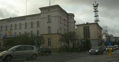 Car With Camera Inside of It is Moving Slowly Turning by City Street along an Stock Footage 58474178
