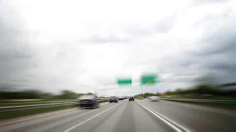 Car Camera Super Fast Time Lapse on Highway – Rainy Day Stock Footage 24159858