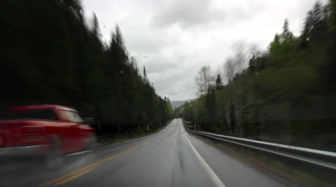 Car Camera Time Lapse on Highway – Rainy Day Stock Footage 24159841