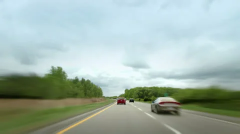 Car Camera Time Lapse on Highway – Cloudy day Stock Footage 24159847