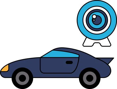 A car with a camera on top of it Stock Illustration