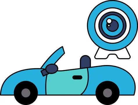 A car with a camera on top of it Stock Illustration