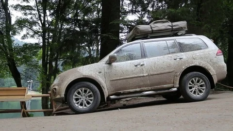 Car at a campsite Video stock 73016842