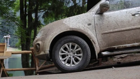 Car at a campsite Video stock 73016856