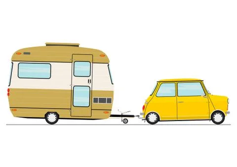 Car with a caravan. Stock Illustration