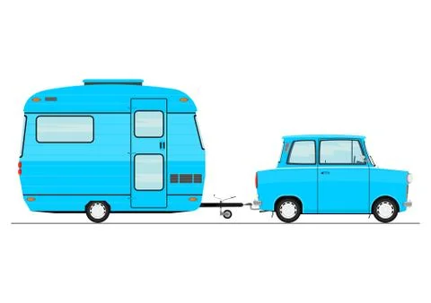 Car with a caravan. Stock Illustration