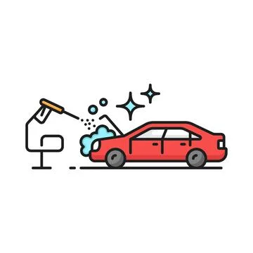 Car care icon, engine cleaning, auto wash service Stock Illustration