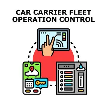 Car carrier fleet operation control concept illustration Stock Illustration