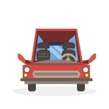 Car cartoon red vector illustration side view isolated road vehicle flat sign Stock Illustration