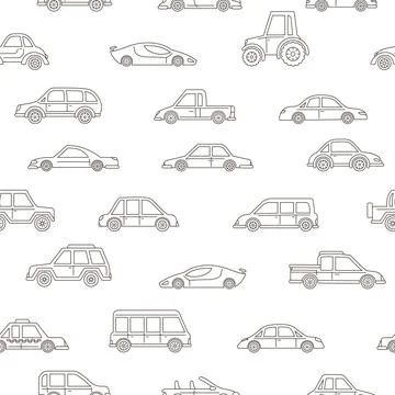 Car cartoon seamless pattern auto transport childish endless boundless Stock Illustration