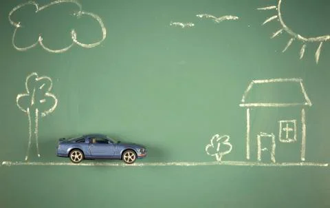Car on chalkboard Stock Photos