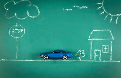 Car on chalkboard Stock Photos