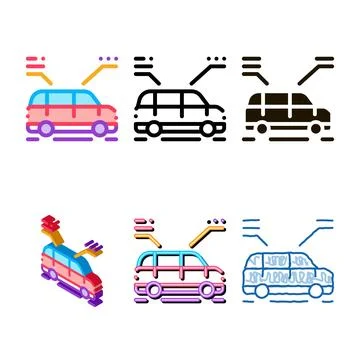 Car characteristics icon vector outline symbol simplified Stock Illustration