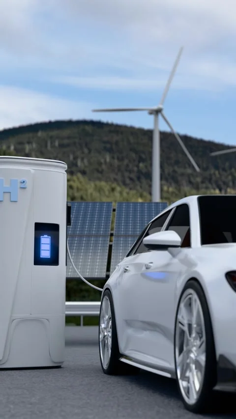 Car is charging H2 Stock Footage 303097102