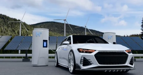 Car is charging H2 Stock-Footage 303097574