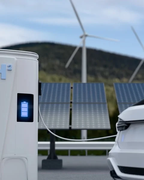 Car is charging H2 Video stock 303099817