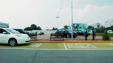 The car at charging station Stock Footage 65687798