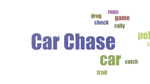 Car Chase Tagcloud Animated Isolated Stock Footage 107226451