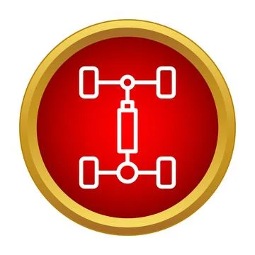 Car chassis drivetrain system outline icon in red circle イラスト素材