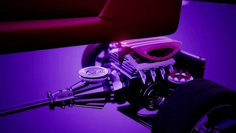 Car chassis with engine and wheels Видео 91167333