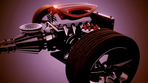 Car chassis with engine and wheels 库存影片 91508674