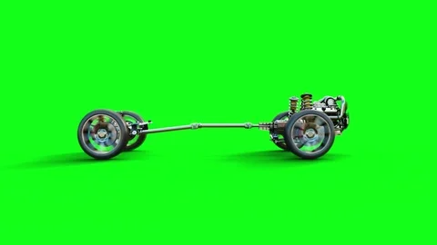 Car chassis with engine isolate. Very fast driving. Auto concept. Green screen.  스톡 동영상 74691578