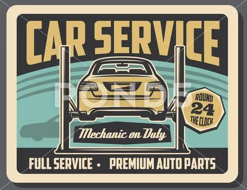 Car chassis mechanic and repair service, vector Stock Illustration